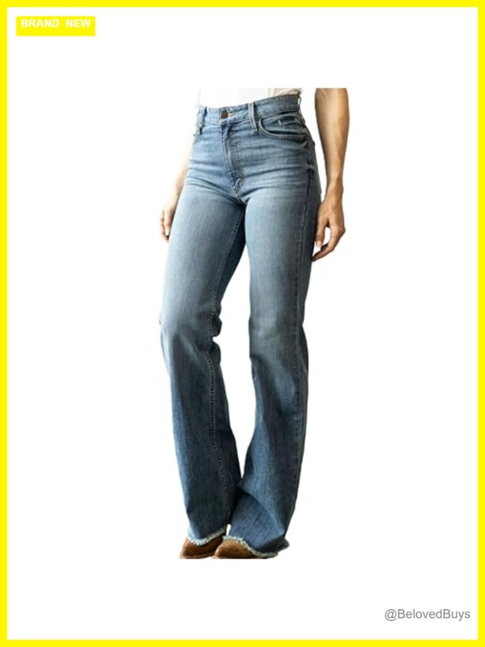 Western High Rise Wide Leg Raw Hem Denim Jeans Casual Everyday